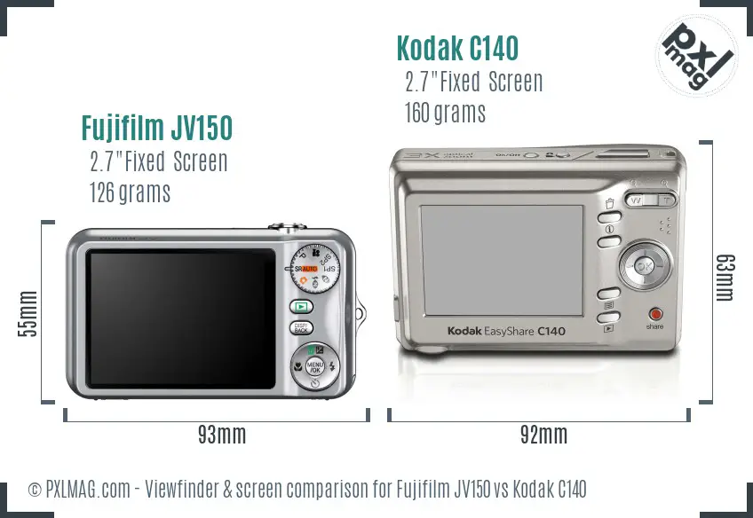 Fujifilm JV150 vs Kodak C140 Screen and Viewfinder comparison Fujifilm JV150 vs Kodak C140 Screen and Viewfinder comparison