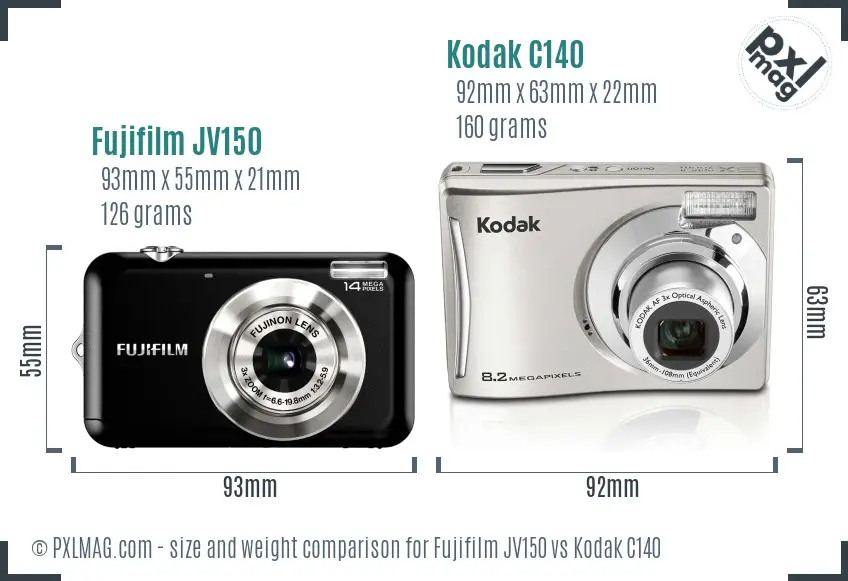 Fujifilm JV150 vs Kodak C140 size comparison Fujifilm JV150 vs Kodak C140 size comparison