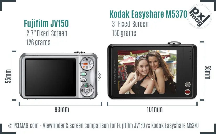 Fujifilm JV150 vs Kodak Easyshare M5370 Screen and Viewfinder comparison
