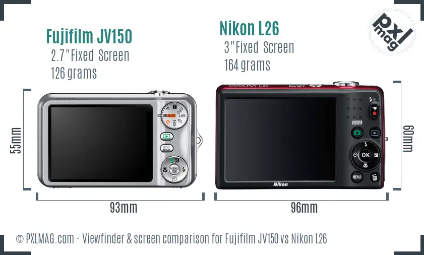 Fujifilm JV150 vs Nikon L26 Screen and Viewfinder comparison Fujifilm JV150 vs Nikon L26 Screen and Viewfinder comparison