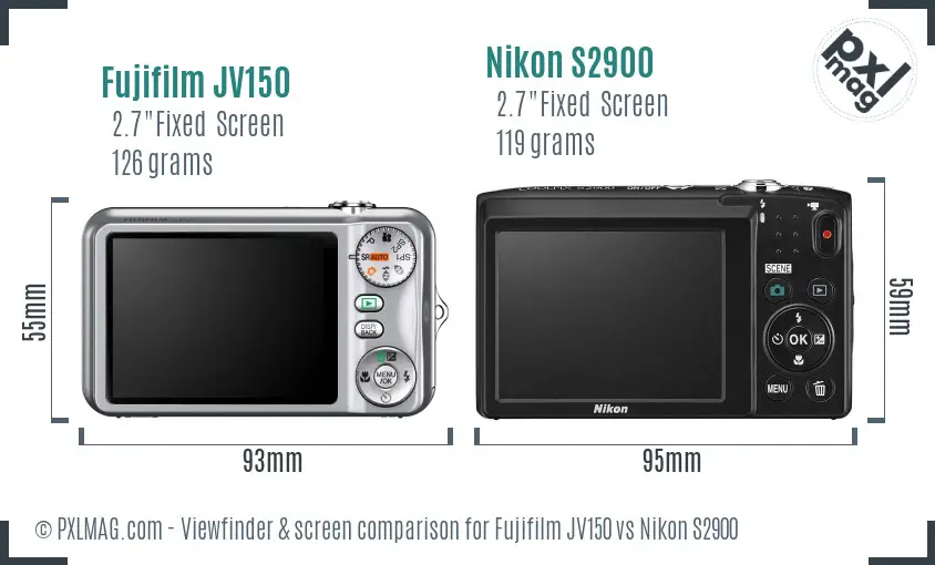 Fujifilm JV150 vs Nikon S2900 Screen and Viewfinder comparison
