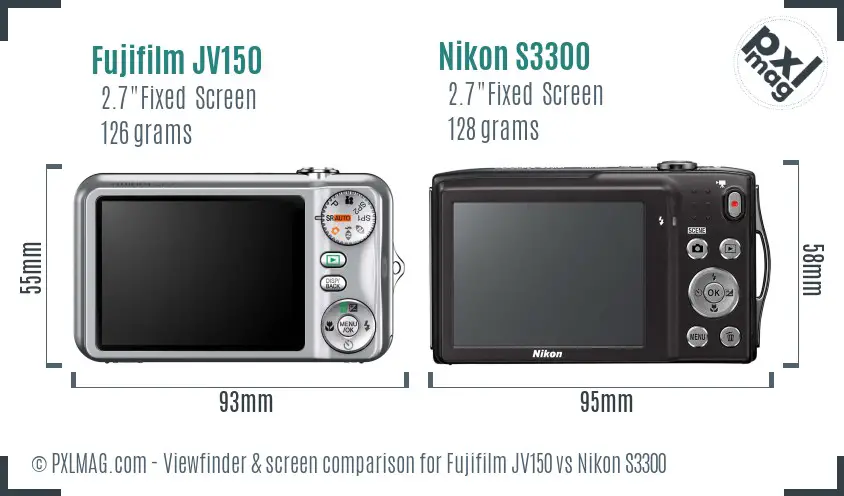 Fujifilm JV150 vs Nikon S3300 Screen and Viewfinder comparison Fujifilm JV150 vs Nikon S3300 Screen and Viewfinder comparison