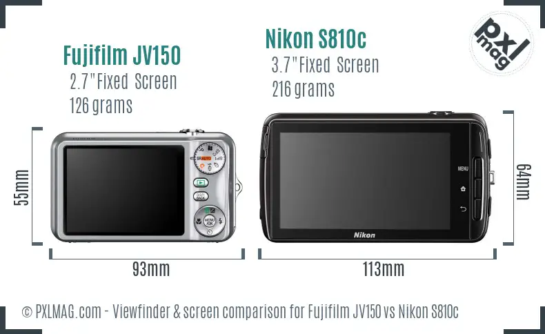 Fujifilm JV150 vs Nikon S810c Screen and Viewfinder comparison Fujifilm JV150 vs Nikon S810c Screen and Viewfinder comparison