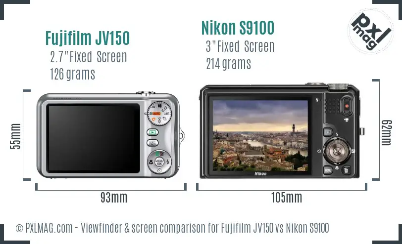 Fujifilm JV150 vs Nikon S9100 Screen and Viewfinder comparison Fujifilm JV150 vs Nikon S9100 Screen and Viewfinder comparison