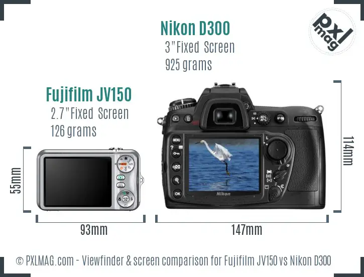 Fujifilm JV150 vs Nikon D300 Screen and Viewfinder comparison