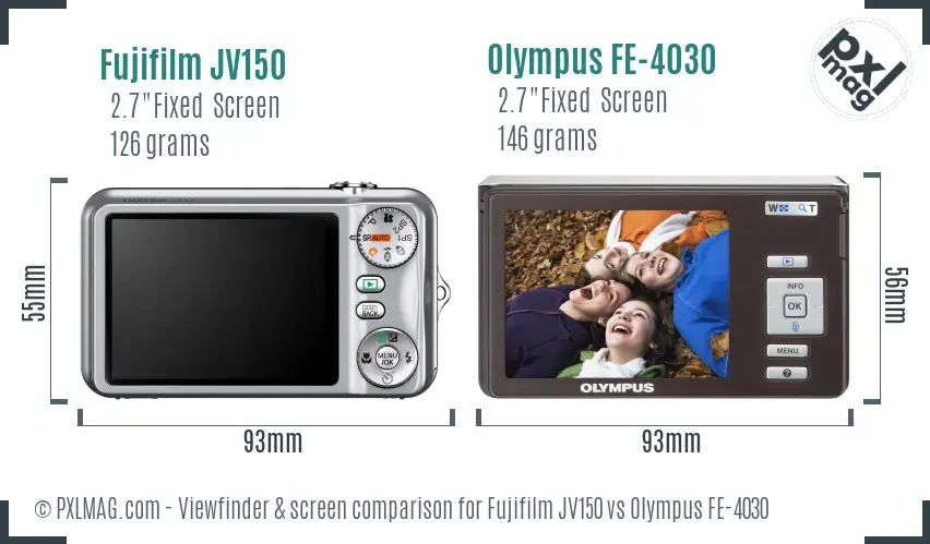 Fujifilm JV150 vs Olympus FE-4030 Screen and Viewfinder comparison Fujifilm JV150 vs Olympus FE-4030 Screen and Viewfinder comparison