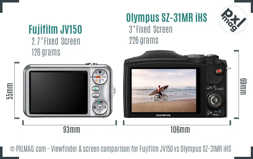 Fujifilm JV150 vs Olympus SZ-31MR iHS Screen and Viewfinder comparison