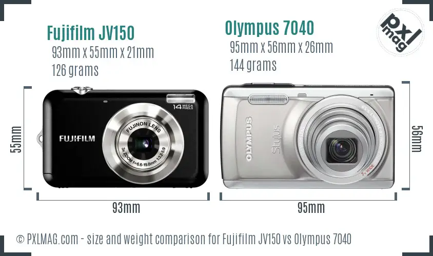 Fujifilm JV150 vs Olympus 7040 size comparison