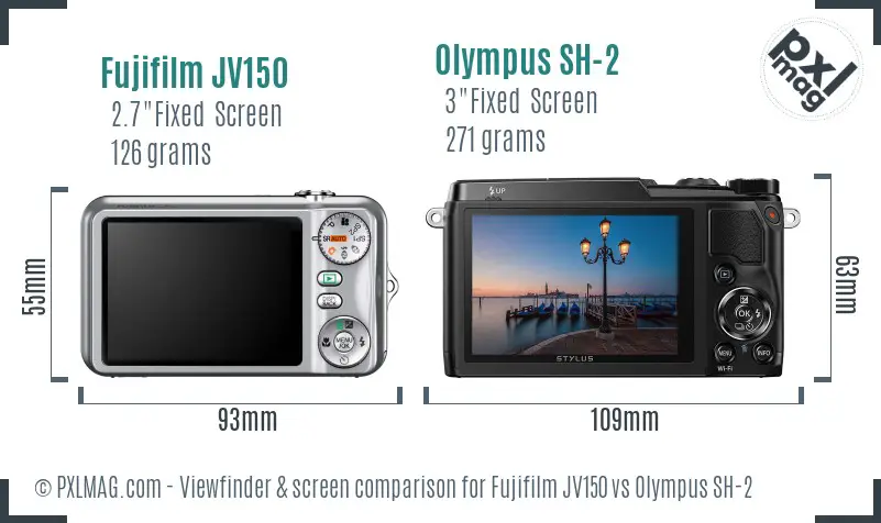 Fujifilm JV150 vs Olympus SH-2 Screen and Viewfinder comparison