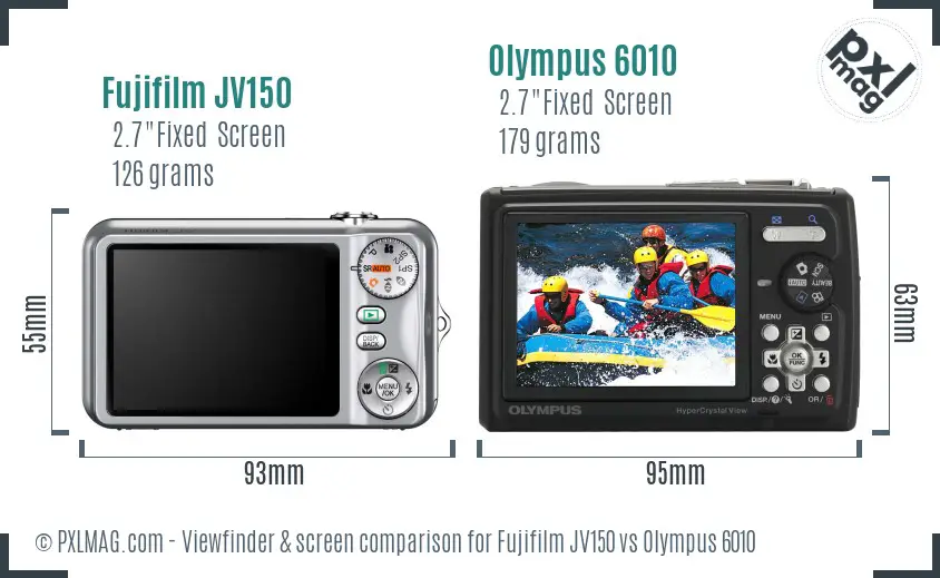 Fujifilm JV150 vs Olympus 6010 Screen and Viewfinder comparison