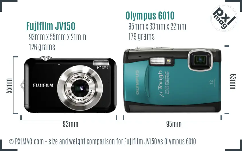 Fujifilm JV150 vs Olympus 6010 size comparison