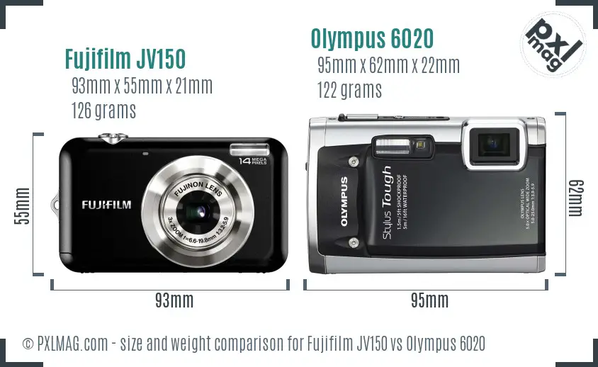 Fujifilm JV150 vs Olympus 6020 size comparison Fujifilm JV150 vs Olympus 6020 size comparison