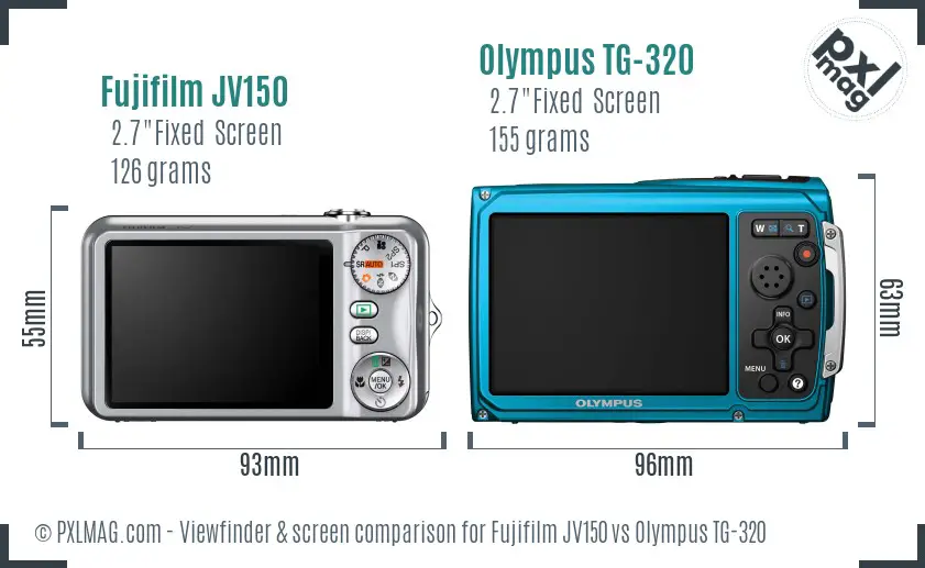 Fujifilm JV150 vs Olympus TG-320 Screen and Viewfinder comparison