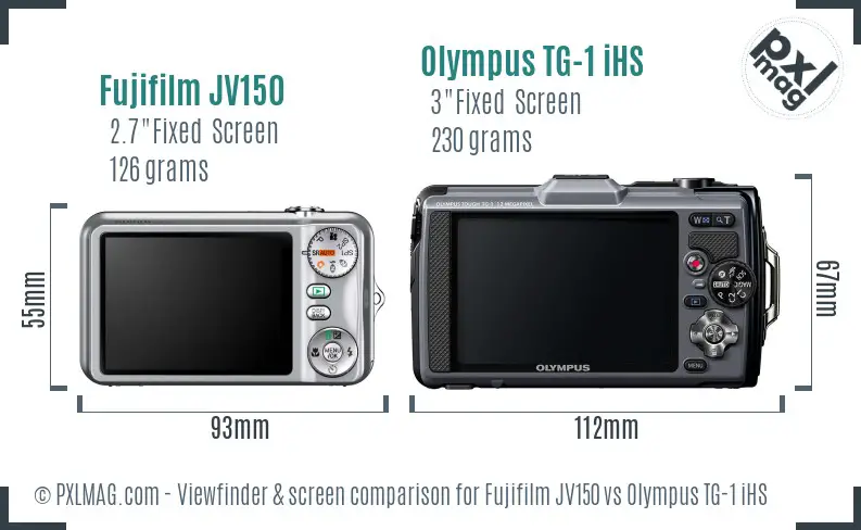 Fujifilm JV150 vs Olympus TG-1 iHS Screen and Viewfinder comparison