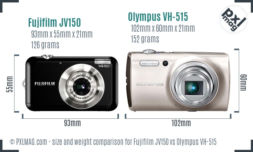 Fujifilm JV150 vs Olympus VH-515 size comparison