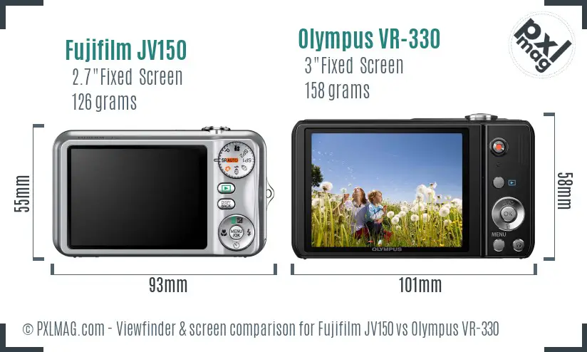 Fujifilm JV150 vs Olympus VR-330 Screen and Viewfinder comparison