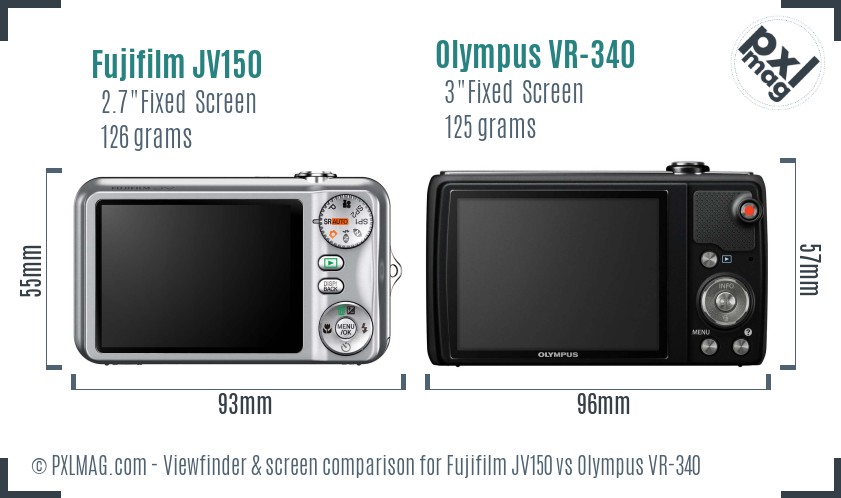Fujifilm JV150 vs Olympus VR-340 Screen and Viewfinder comparison