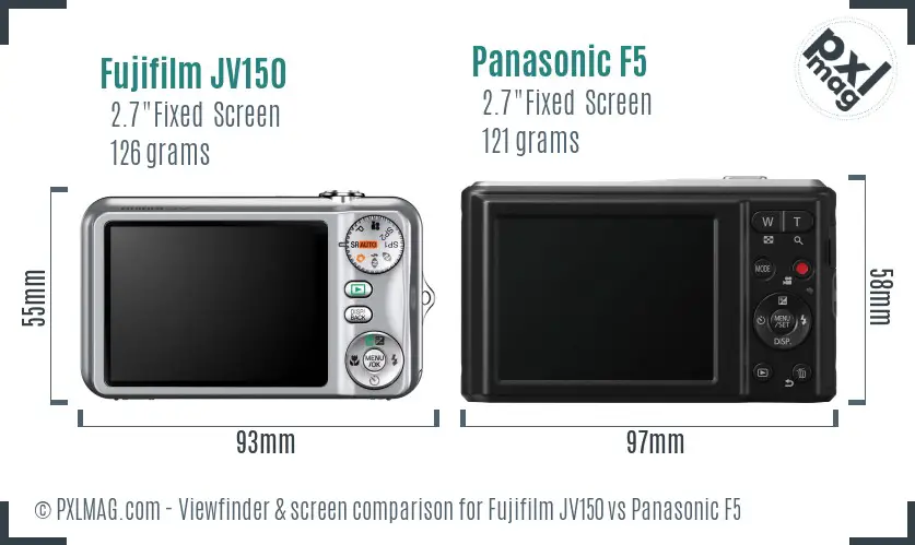 Fujifilm JV150 vs Panasonic F5 Screen and Viewfinder comparison