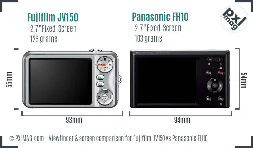 Fujifilm JV150 vs Panasonic FH10 Screen and Viewfinder comparison