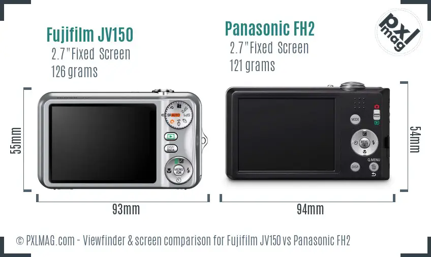 Fujifilm JV150 vs Panasonic FH2 Screen and Viewfinder comparison