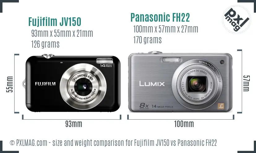 Fujifilm JV150 vs Panasonic FH22 size comparison Fujifilm JV150 vs Panasonic FH22 size comparison
