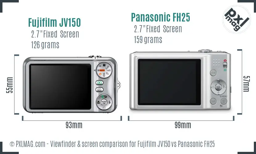 Fujifilm JV150 vs Panasonic FH25 Screen and Viewfinder comparison