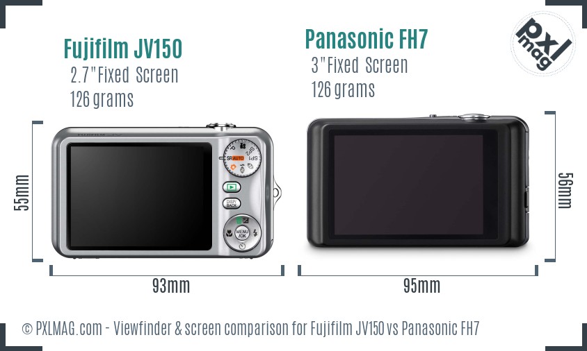 Fujifilm JV150 vs Panasonic FH7 Screen and Viewfinder comparison