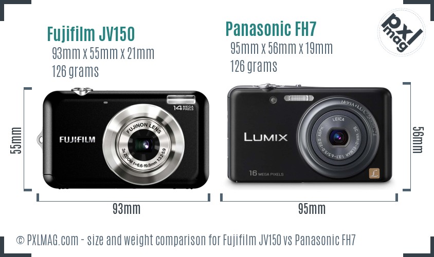 Fujifilm JV150 vs Panasonic FH7 size comparison