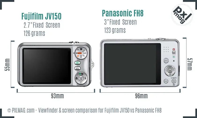 Fujifilm JV150 vs Panasonic FH8 Screen and Viewfinder comparison