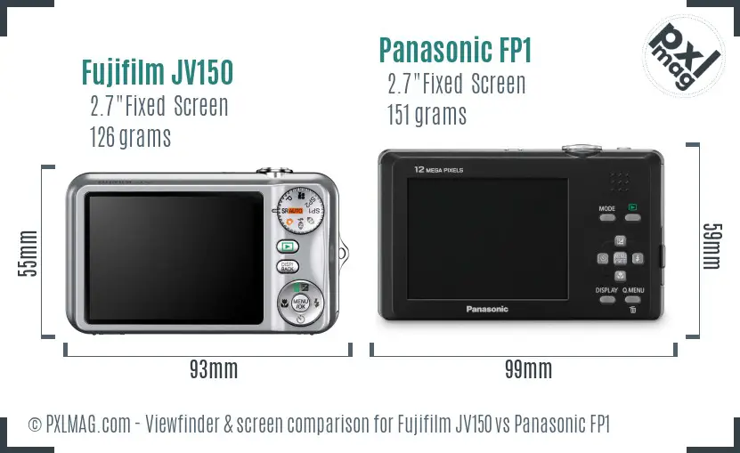 Fujifilm JV150 vs Panasonic FP1 Screen and Viewfinder comparison