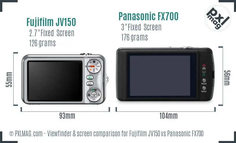 Fujifilm JV150 vs Panasonic FX700 Screen and Viewfinder comparison