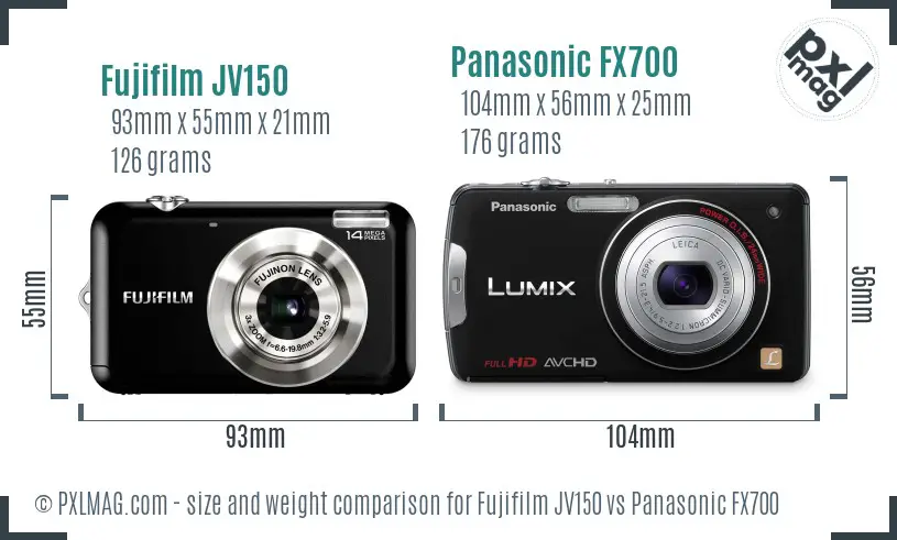 Fujifilm JV150 vs Panasonic FX700 size comparison