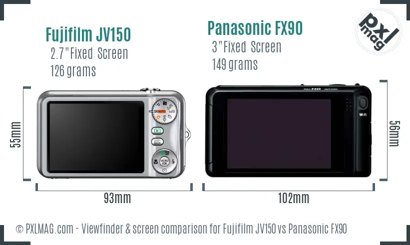 Fujifilm JV150 vs Panasonic FX90 Screen and Viewfinder comparison Fujifilm JV150 vs Panasonic FX90 Screen and Viewfinder comparison
