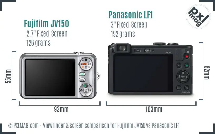 Fujifilm JV150 vs Panasonic LF1 Screen and Viewfinder comparison