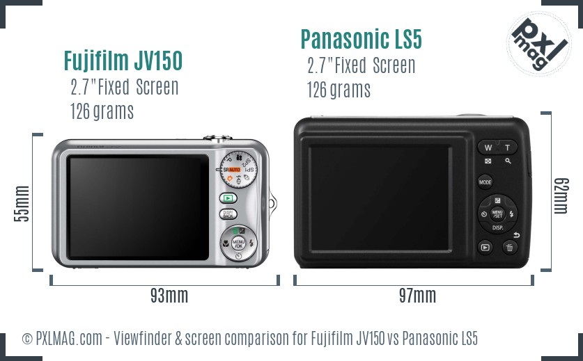 Fujifilm JV150 vs Panasonic LS5 Screen and Viewfinder comparison