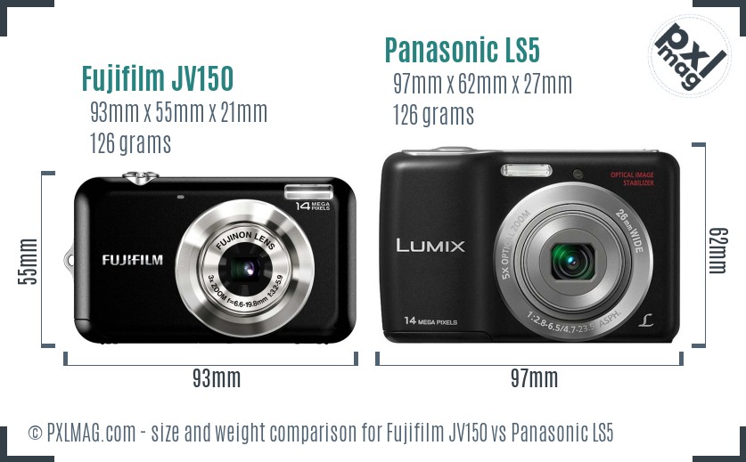 Fujifilm JV150 vs Panasonic LS5 size comparison Fujifilm JV150 vs Panasonic LS5 size comparison