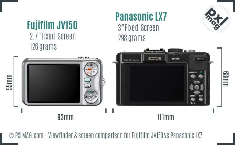 Fujifilm JV150 vs Panasonic LX7 Screen and Viewfinder comparison Fujifilm JV150 vs Panasonic LX7 Screen and Viewfinder comparison