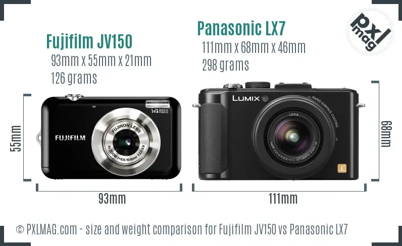 Fujifilm JV150 vs Panasonic LX7 size comparison Fujifilm JV150 vs Panasonic LX7 size comparison