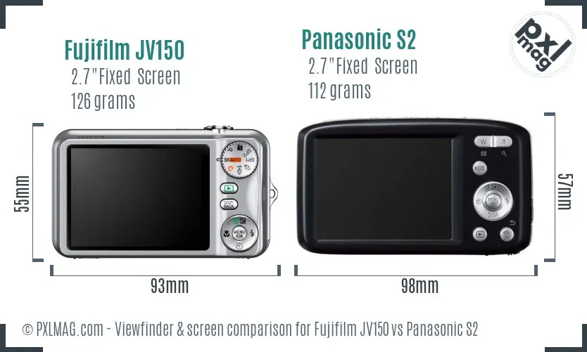 Fujifilm JV150 vs Panasonic S2 Screen and Viewfinder comparison