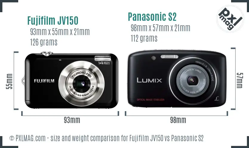 Fujifilm JV150 vs Panasonic S2 size comparison