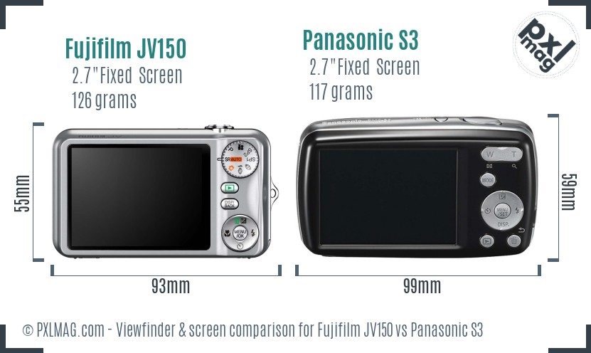 Fujifilm JV150 vs Panasonic S3 Screen and Viewfinder comparison