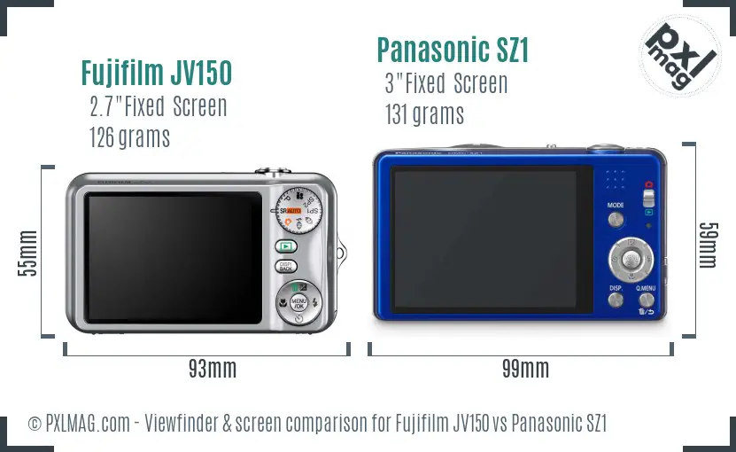 Fujifilm JV150 vs Panasonic SZ1 Screen and Viewfinder comparison Fujifilm JV150 vs Panasonic SZ1 Screen and Viewfinder comparison