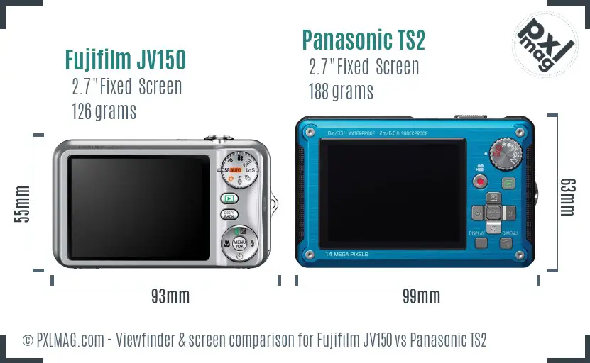 Fujifilm JV150 vs Panasonic TS2 Screen and Viewfinder comparison Fujifilm JV150 vs Panasonic TS2 Screen and Viewfinder comparison