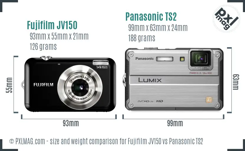 Fujifilm JV150 vs Panasonic TS2 size comparison Fujifilm JV150 vs Panasonic TS2 size comparison