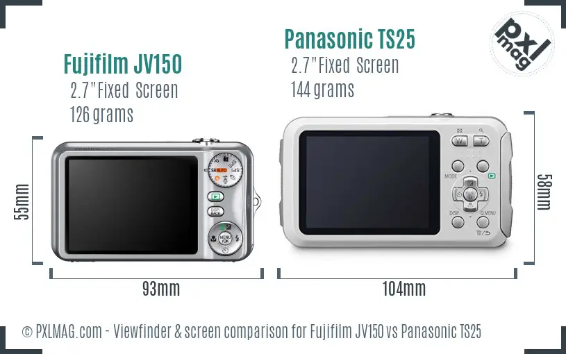 Fujifilm JV150 vs Panasonic TS25 Screen and Viewfinder comparison