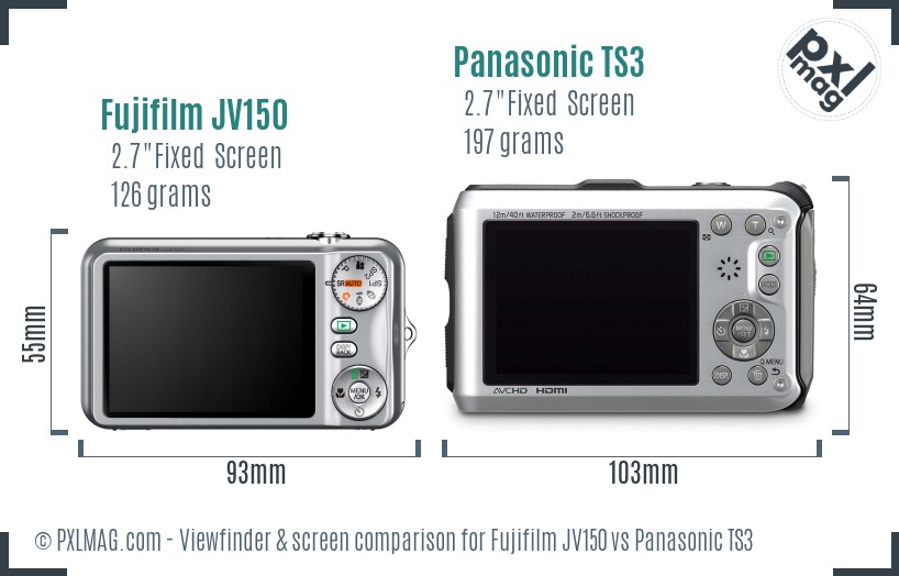 Fujifilm JV150 vs Panasonic TS3 Screen and Viewfinder comparison