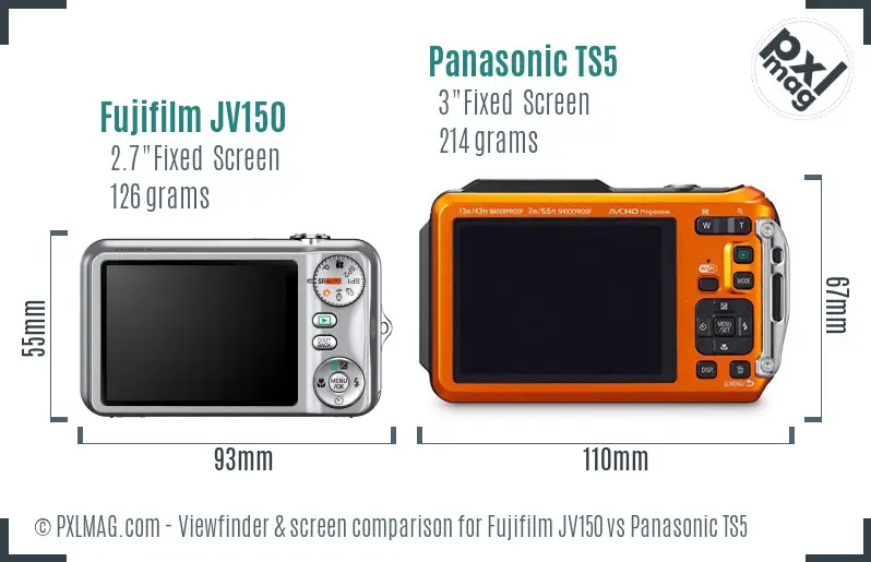 Fujifilm JV150 vs Panasonic TS5 Screen and Viewfinder comparison