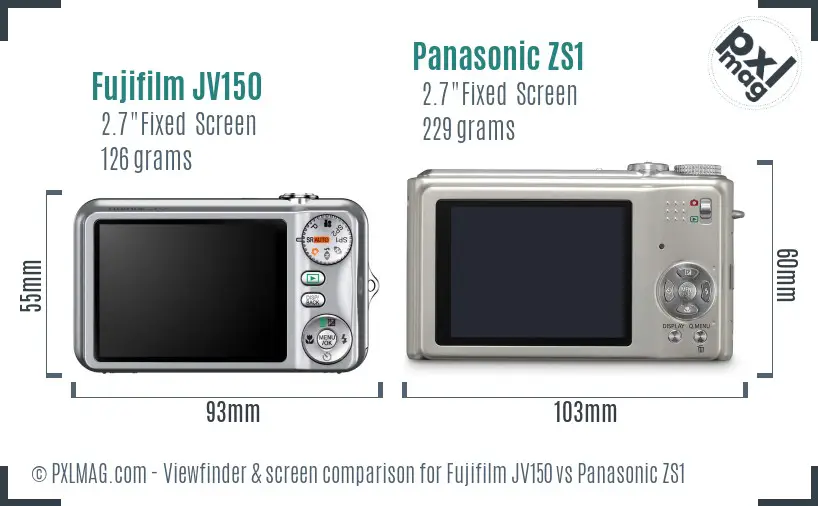Fujifilm JV150 vs Panasonic ZS1 Screen and Viewfinder comparison Fujifilm JV150 vs Panasonic ZS1 Screen and Viewfinder comparison