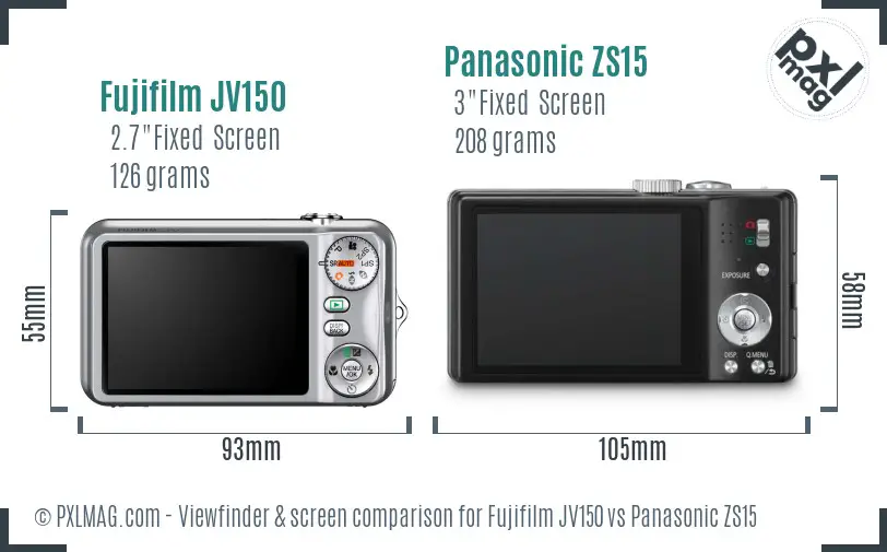 Fujifilm JV150 vs Panasonic ZS15 Screen and Viewfinder comparison Fujifilm JV150 vs Panasonic ZS15 Screen and Viewfinder comparison