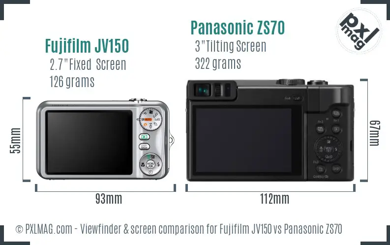 Fujifilm JV150 vs Panasonic ZS70 Screen and Viewfinder comparison